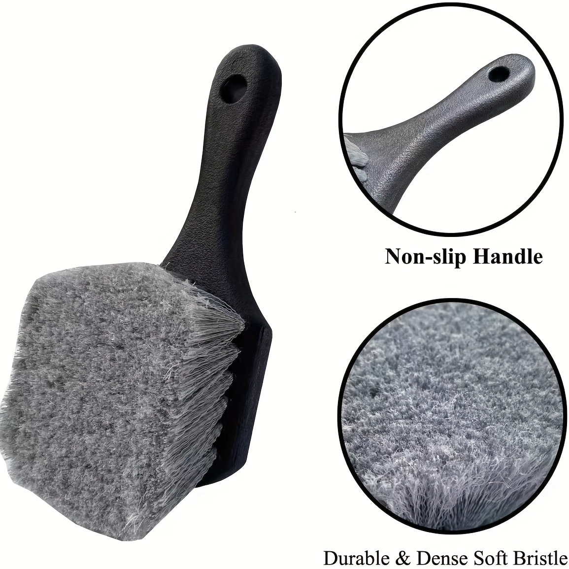 18 Inch Short Handle Soft Bristle Wash Brush - Grey