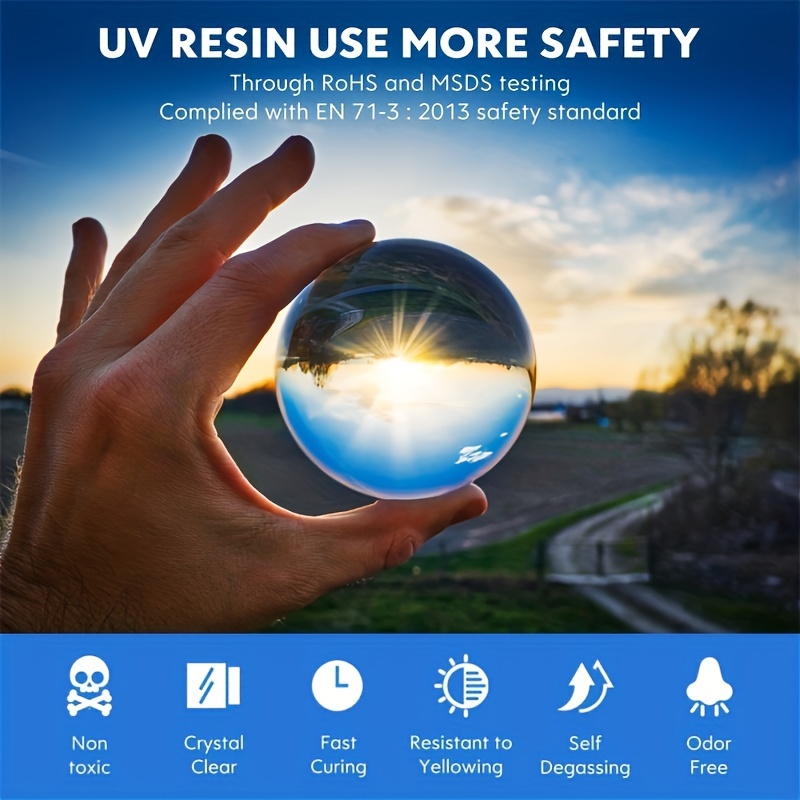 Bsrezn 400g UV Resin Hard, Crystal Clear UV Cure Epoxy Resin Kit Premixed Resina  UV Transparent Solar Activated Glue for Jewelry Making Fast Curing