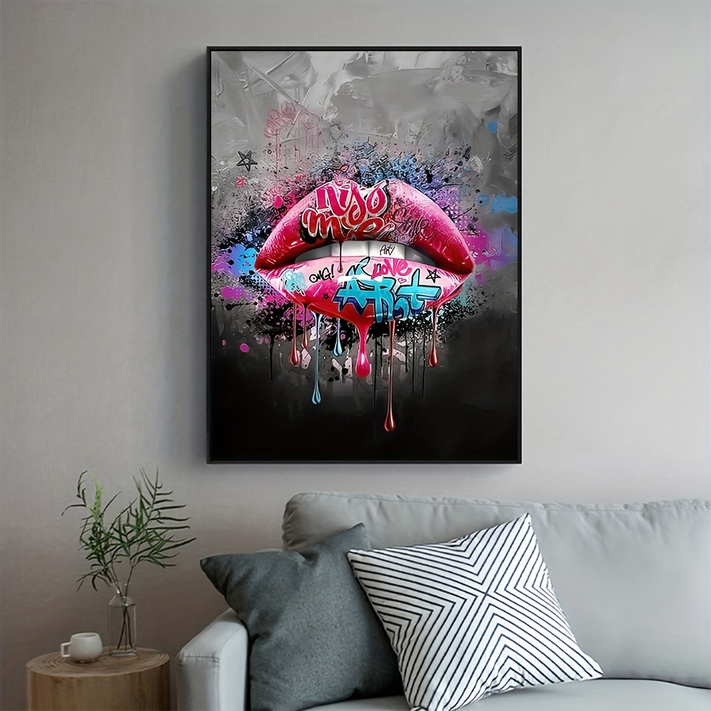 Contemporary Canvas Graffiti Poster Lip Graffiti Wall Art 