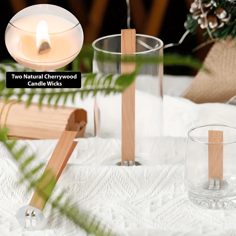 Mechas de vela de madera, 40 mechas de vela de madera natural sin humo con  soporte de hierro para hacer velas, manualidades, 5.1 x 0.5 pulgadas