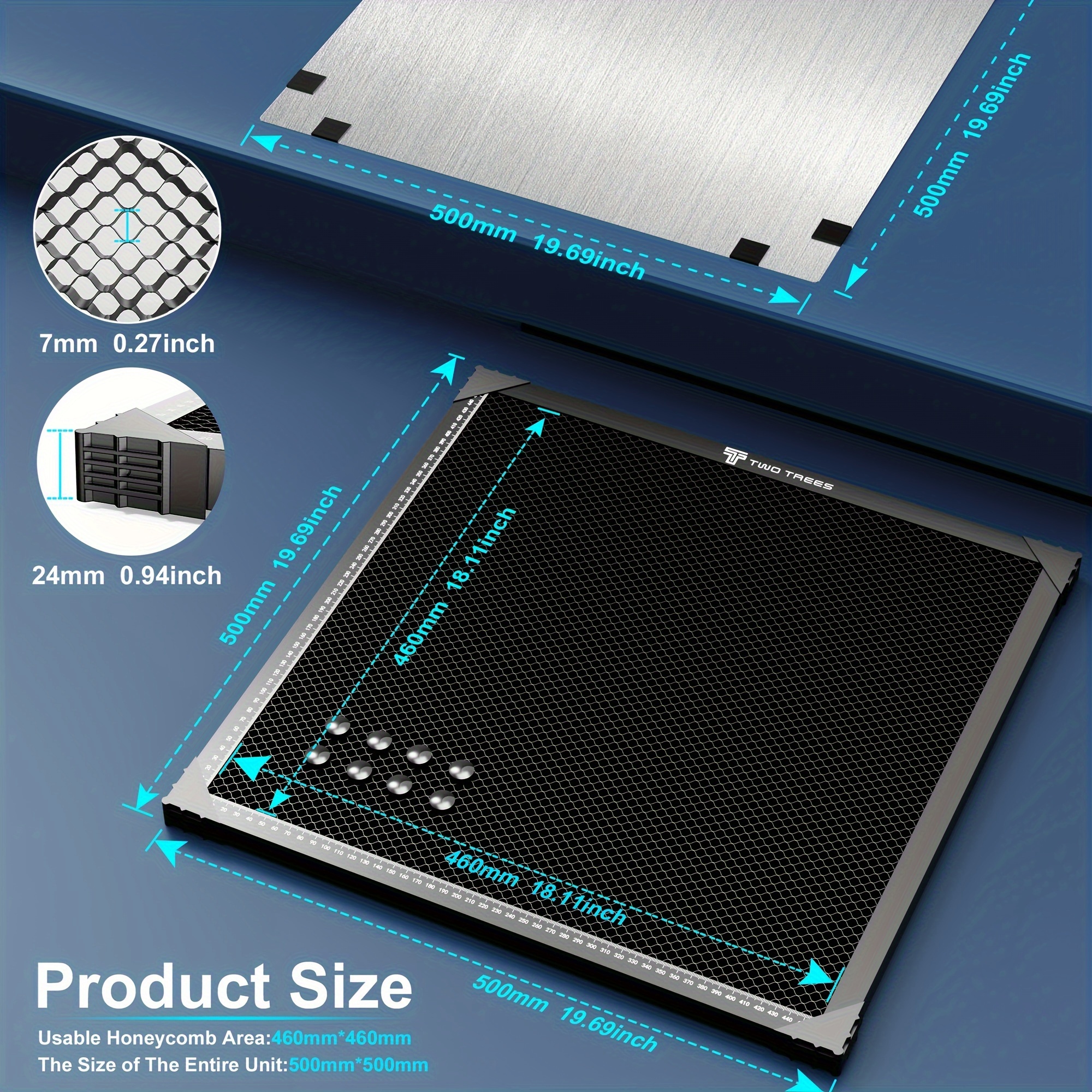 Honeycomb Laser Bed Steel Honeycomb Working Table for Laser Cutter  Engraver, Honeycomb Cutting Table (500x500x22mm) 
