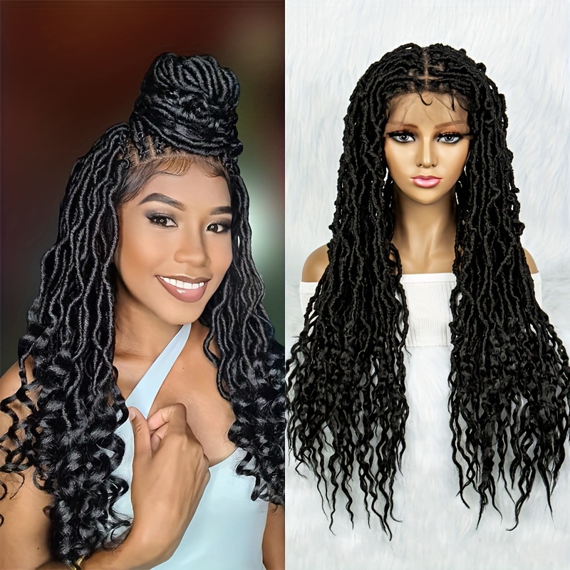 Box Braided Wig For Black Women Side Parting with Baby Hair Synthetic Lace Front  Braid Wigs Glueless Micro Cornrow Fully Hand Twist Braids Wig 