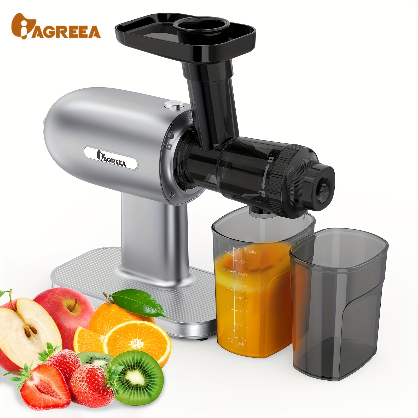 iagreea cold press juicer slow juicer machines for vegetable and fruit compact small space saving masticating juicer ultra power juicer maker with reverse function details 7
