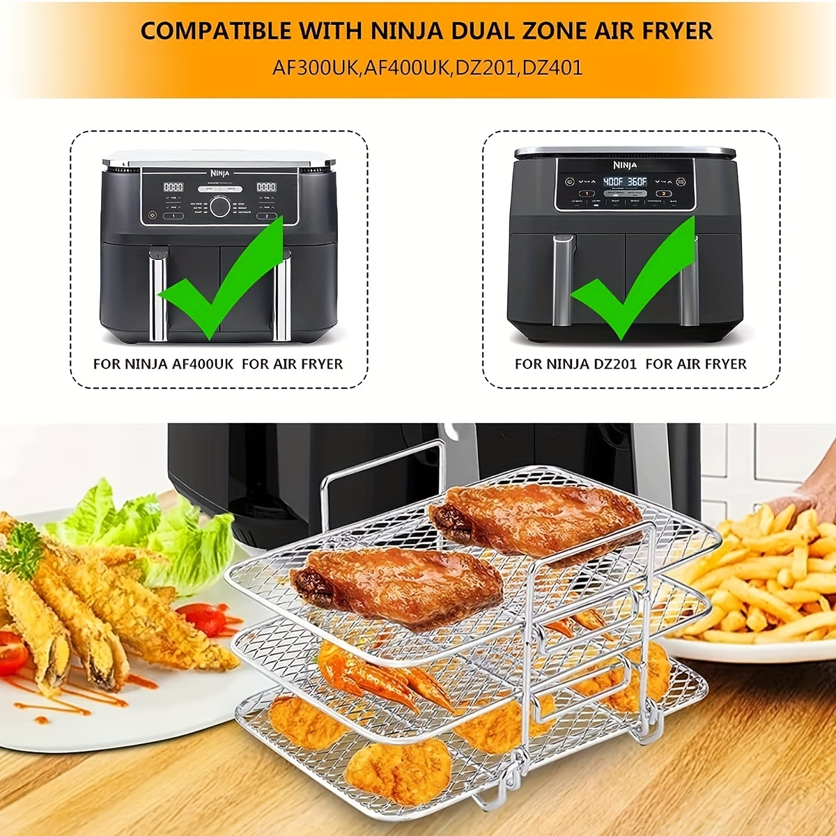Air Fryer Holder Rack for Ninja Dual Air Fryer AF300UK/AF400UK Kitchen Tool