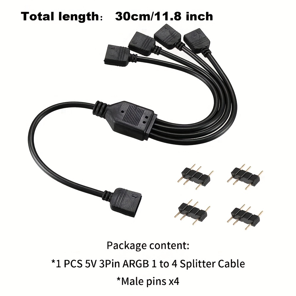 5v 3pin Câble Diviseur Rgb Adressable 1 À 4 Câble - Temu Canada