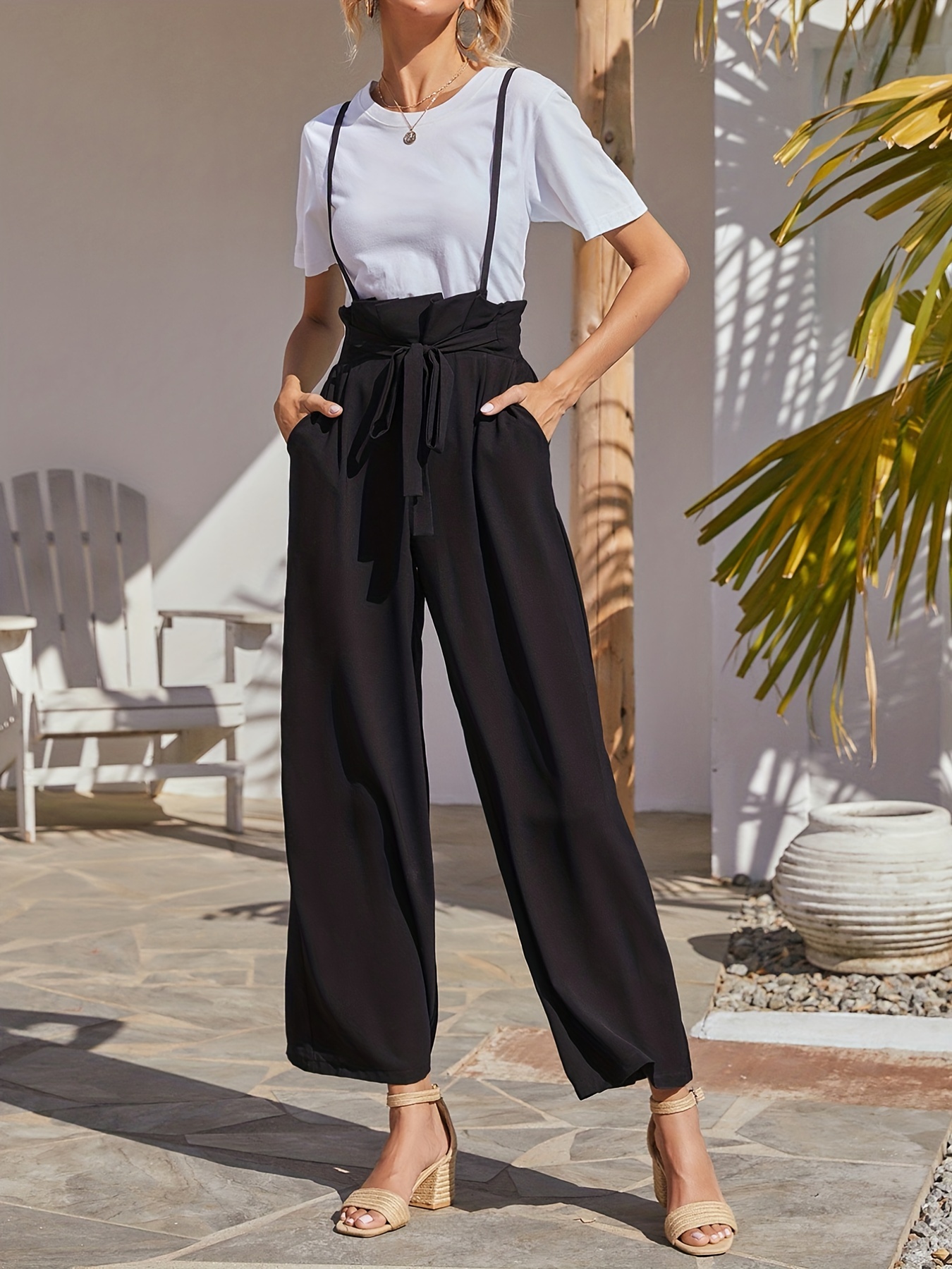Wide Leg Pants High Waisted Loose Fit Comfy Belted Lounge - Temu