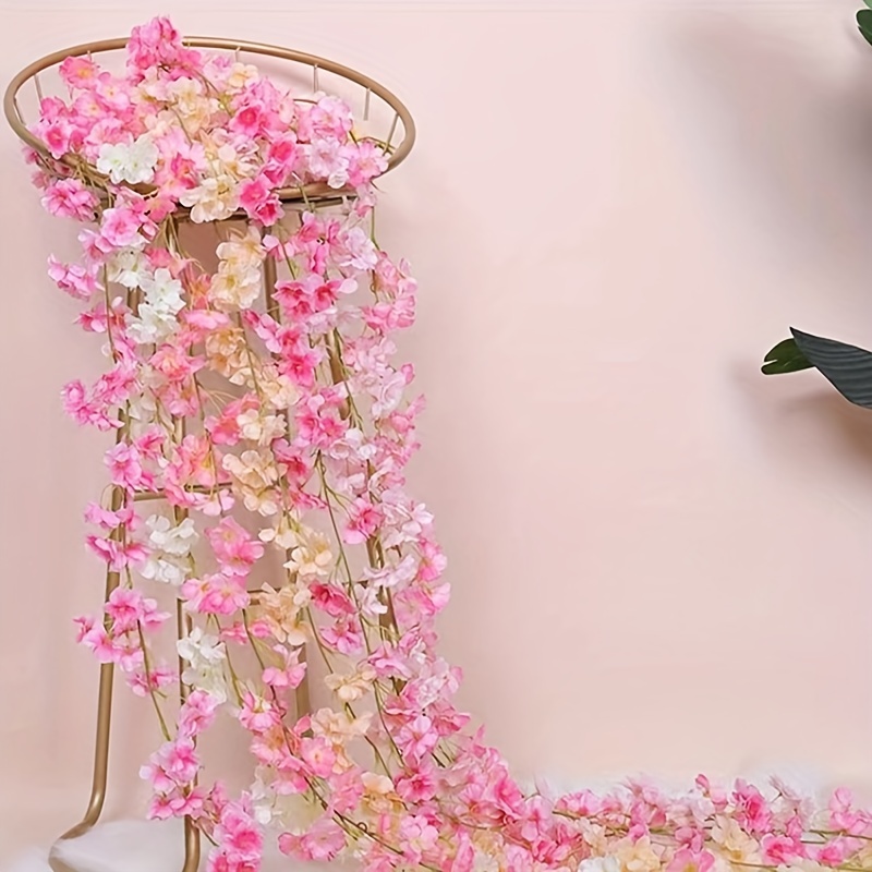 Whole Length Petals Simulated Cherry Vine Wall - Temu