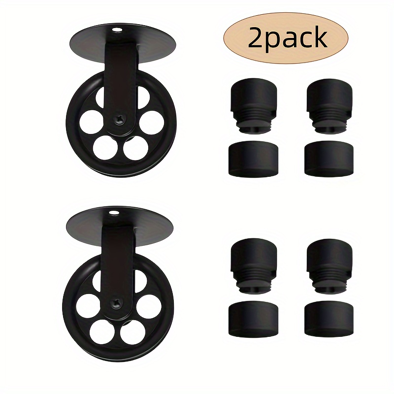 

2pack Industrial Black Metal Pulley Block And Wire Clip, For Customized Embedded Barn Chandelier, Retro 2.76-inch Wall Mounted Lifting Traction Wheel, For Diy Chandelier