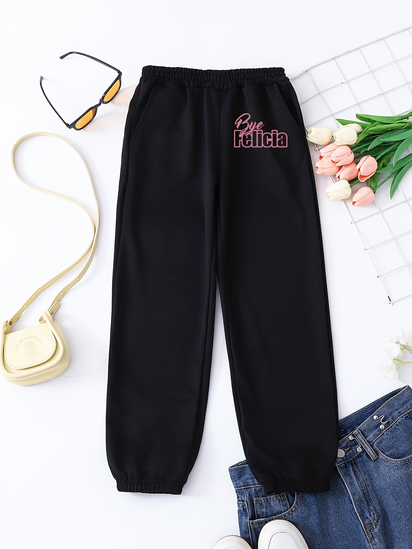 Teen Girls Sporty Style 'bye Felicia' Print Jogger Trousers - Temu