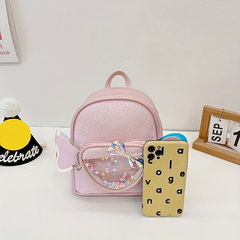 Sequins Love Bow Decor Backpack for Girls