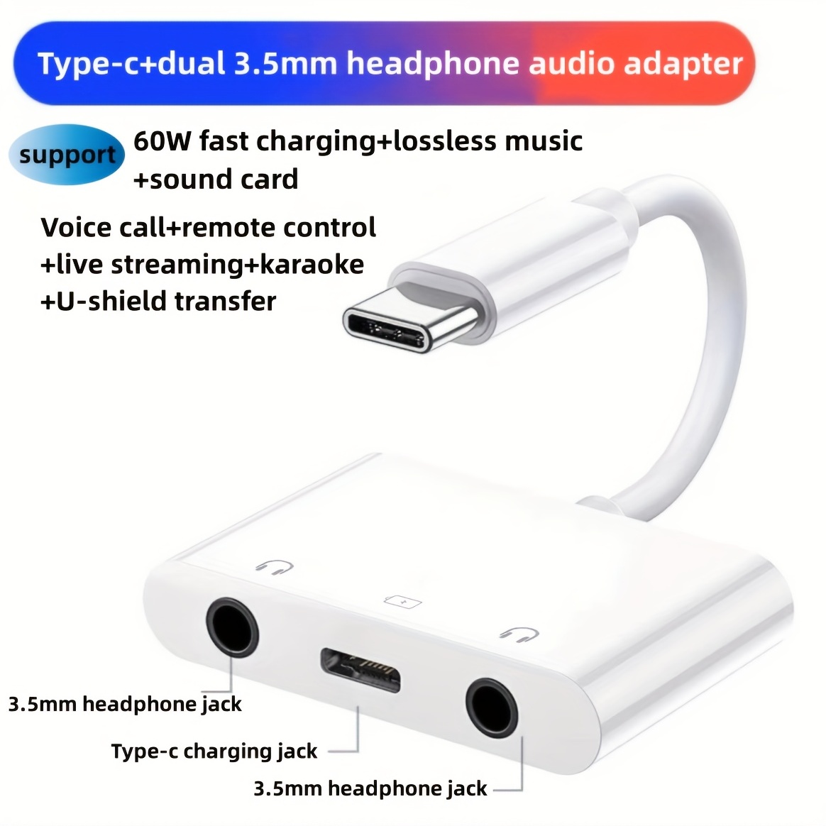 Adaptateur USB-C Vers Prise Casque JACK 3,5mm Convertisseur TRRS