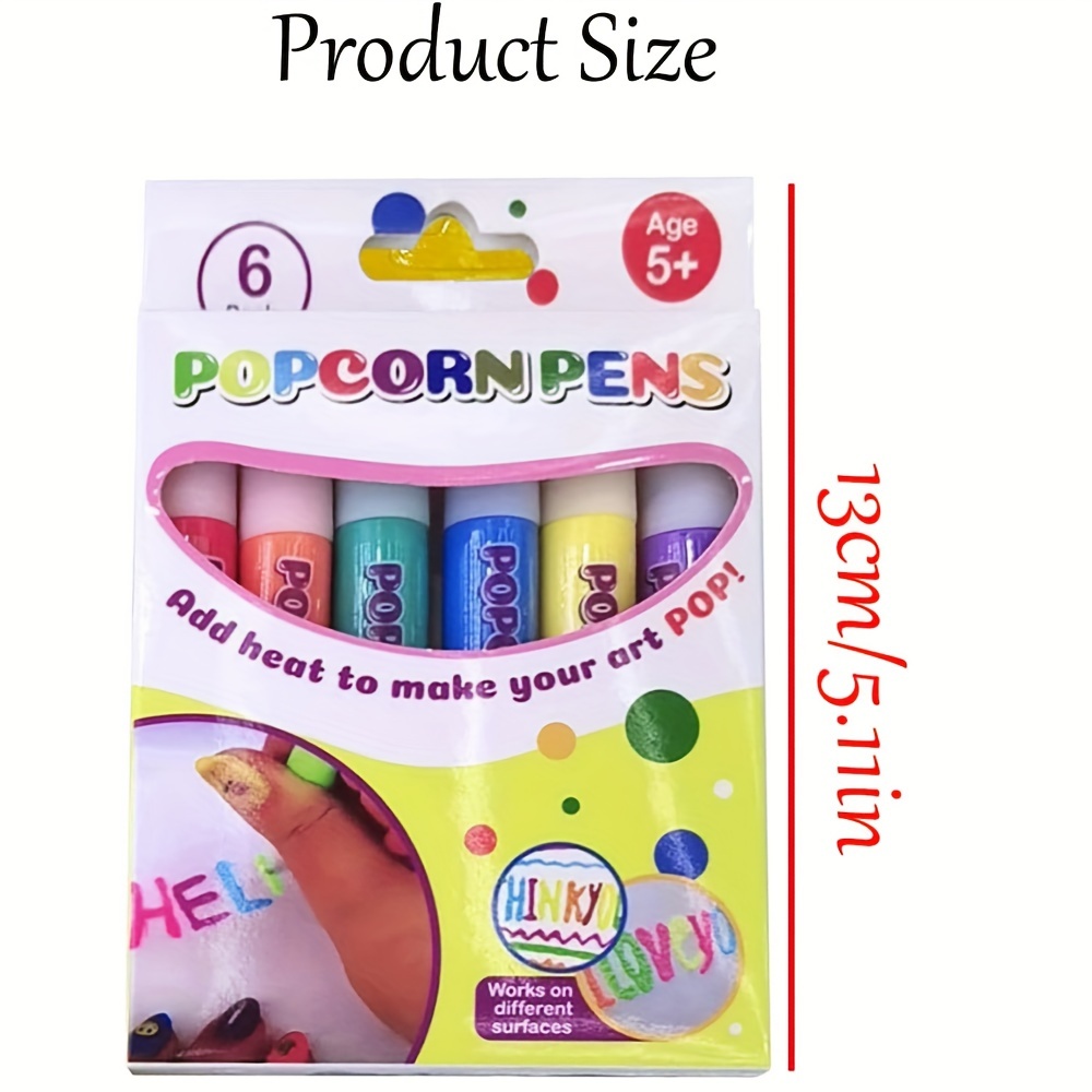 DIY Bubble Popcorn Drawing Pens,Magic Puffy Pens,Puffy Bubble Pen Puffy 3D Art Safe Pen,Magic Colour Paint Pen for Greeting Birthday Cards Kids (B)