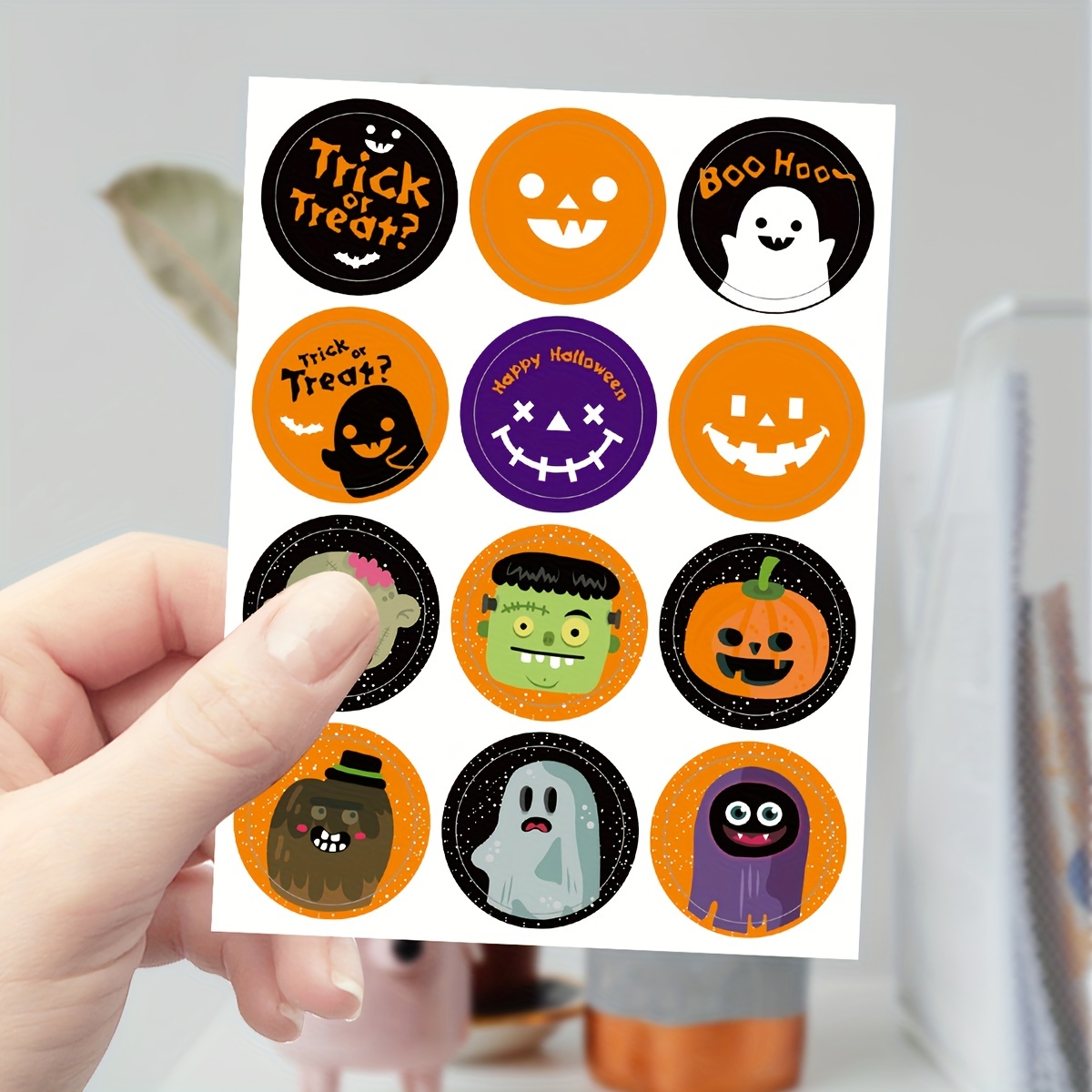 Halloween Roll Stickers Halloween Round Sticker Happy - Temu Australia