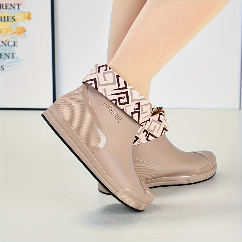 Men New Rain Boots Waterproof Versatile Ankle Short Shoes Rubber Non-Slip  Flats