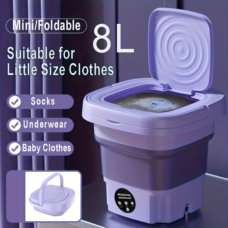 1pcポータブル8L洗濯機キャンプ、RV、旅行、家庭用-下着、ブラジャー、靴下などを洗うのに最適です Temu Japan