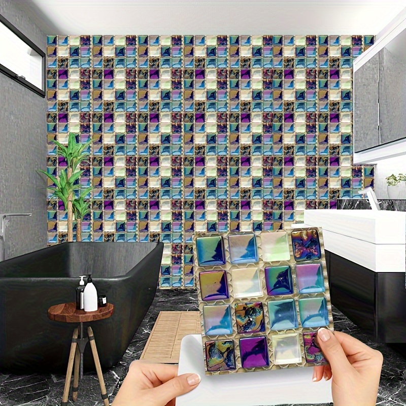 Adhesivos autoadhesivos para loseta en muro de azulejos para pared de  cocina, calcomanías autoadhesivas para azulejos de mosaico en muro, papel  tapiz