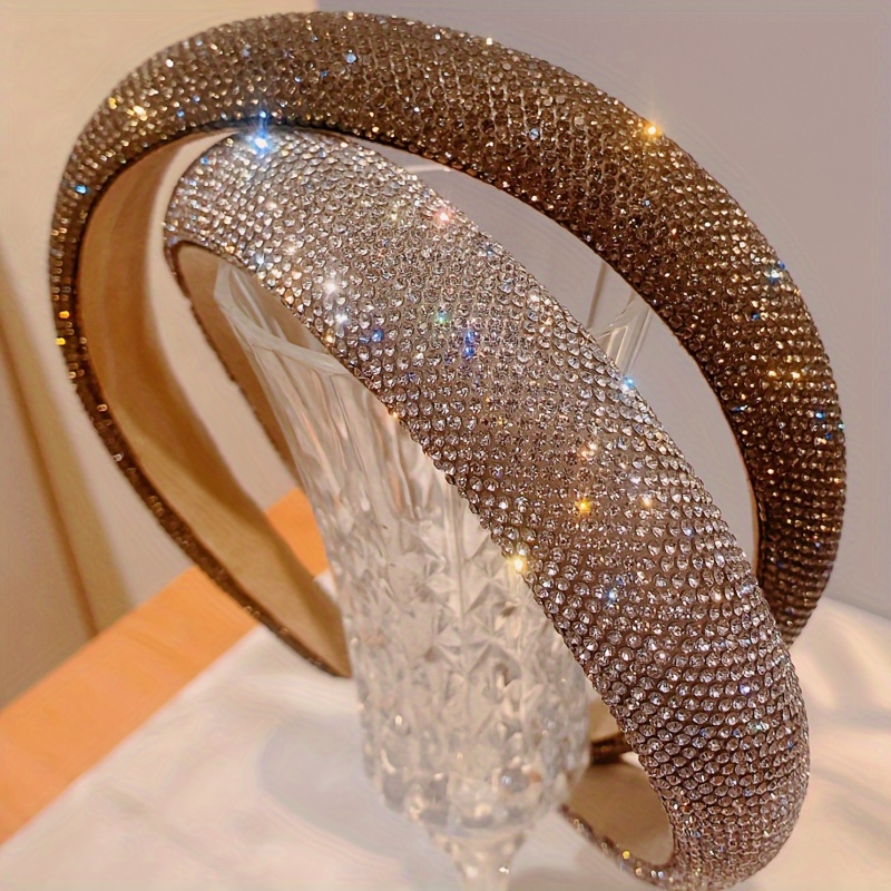 

Sparkling Rhinestone Decorative Wide Brimmed Head Band Vintage Non Slip Head Hoop Stylish Hair Accessories For Women And Daily Use