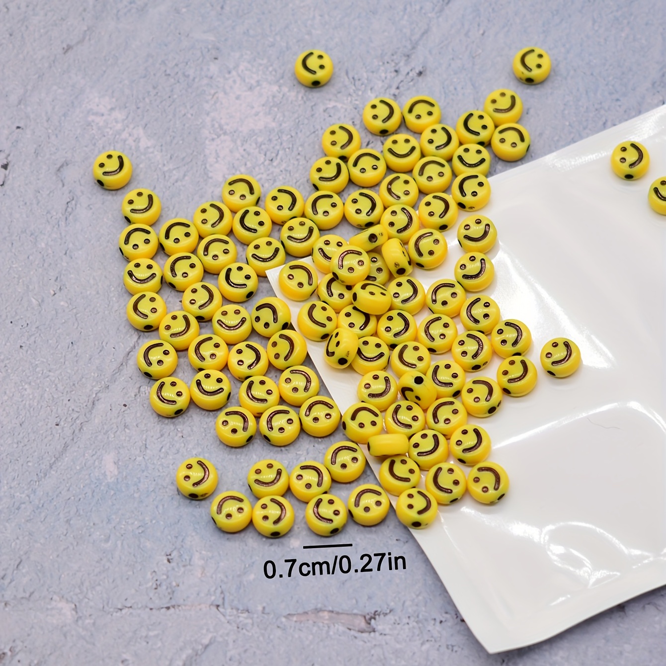  Smile Face Beads, 10mm Happy Face, Acrylic, Cute Spacer Beads,  Necklace and Bracelet Making, Jewelry Supplies, 100pcs (Colorful)