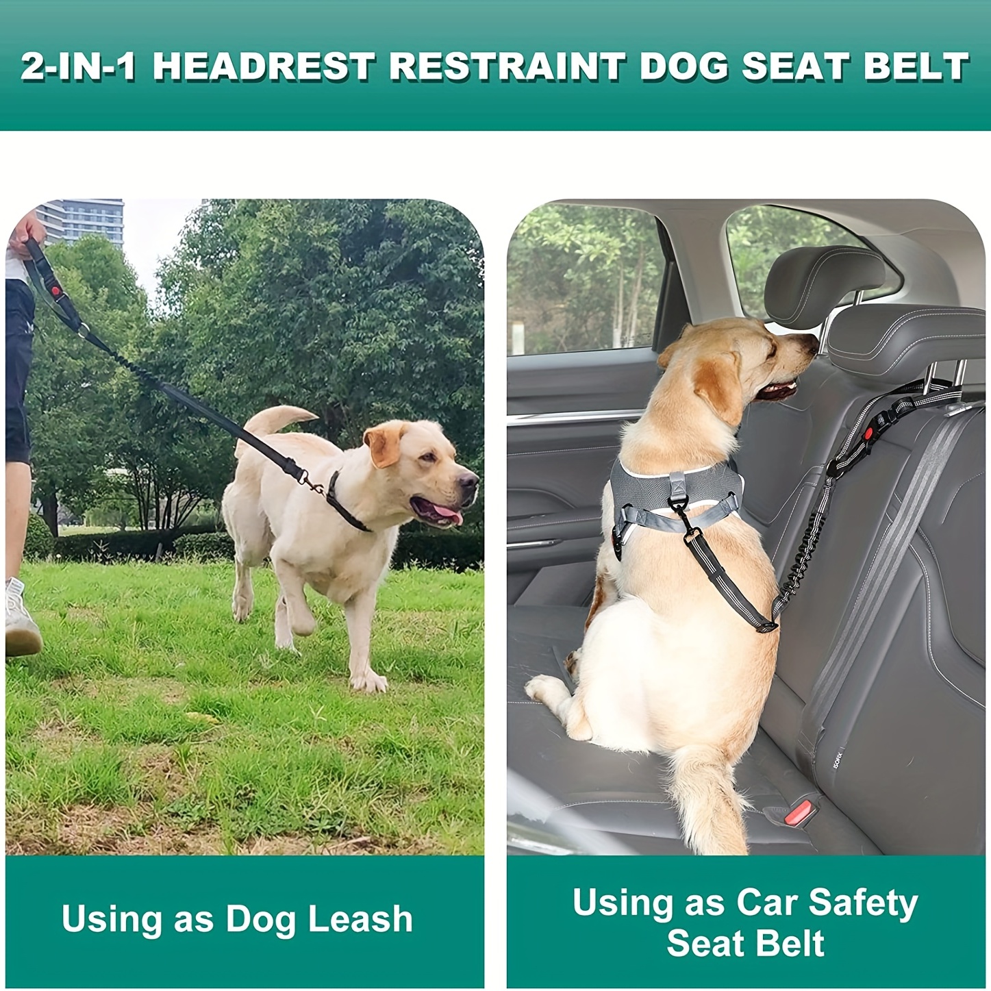 Ceintures de sécurité pour chien de voiture, 2 pack appuie-tête de voiture  Retenue réglables Fils de sécurité