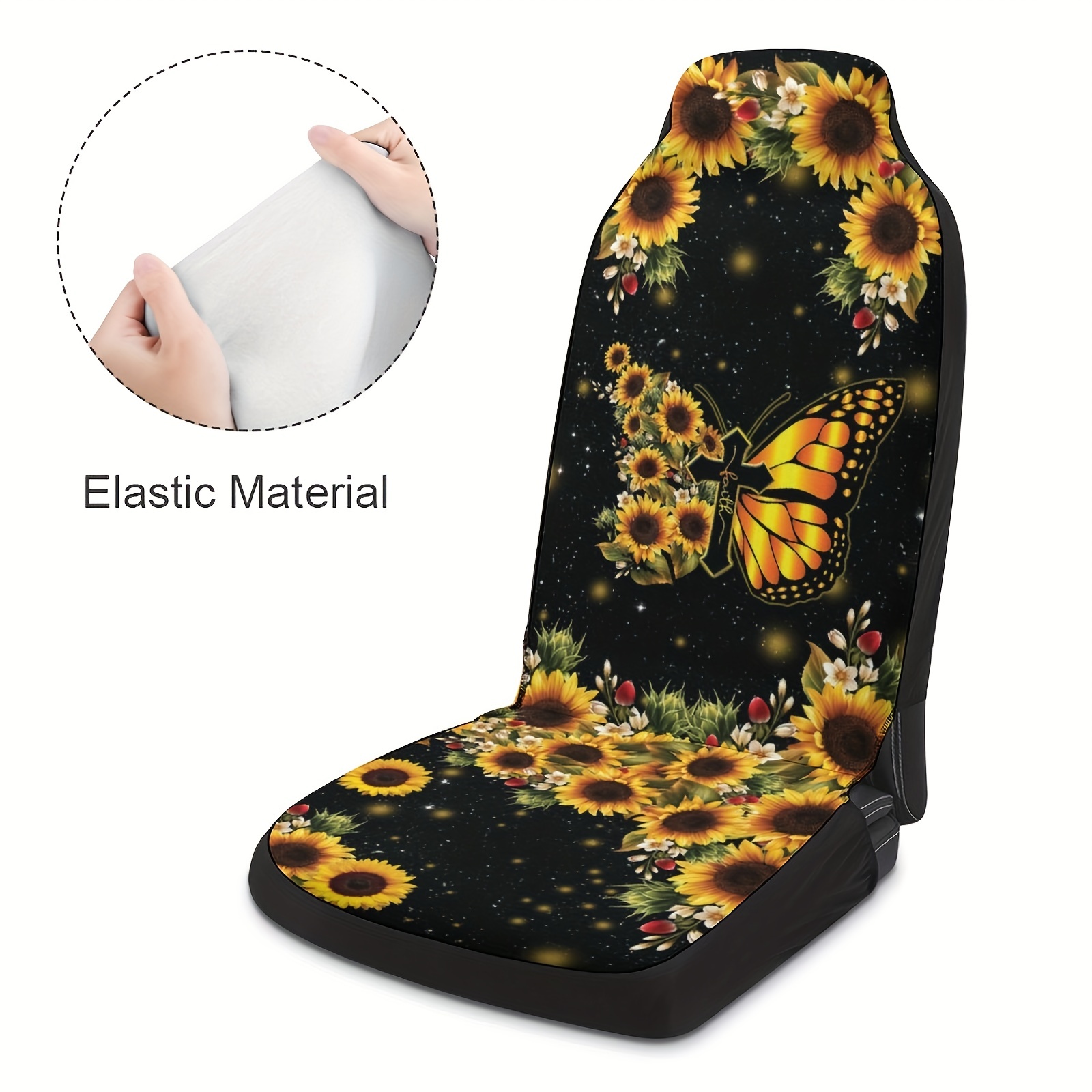 Butterfly Sunflower Car Seat Cover Front Seats Bucket Seat - Temu