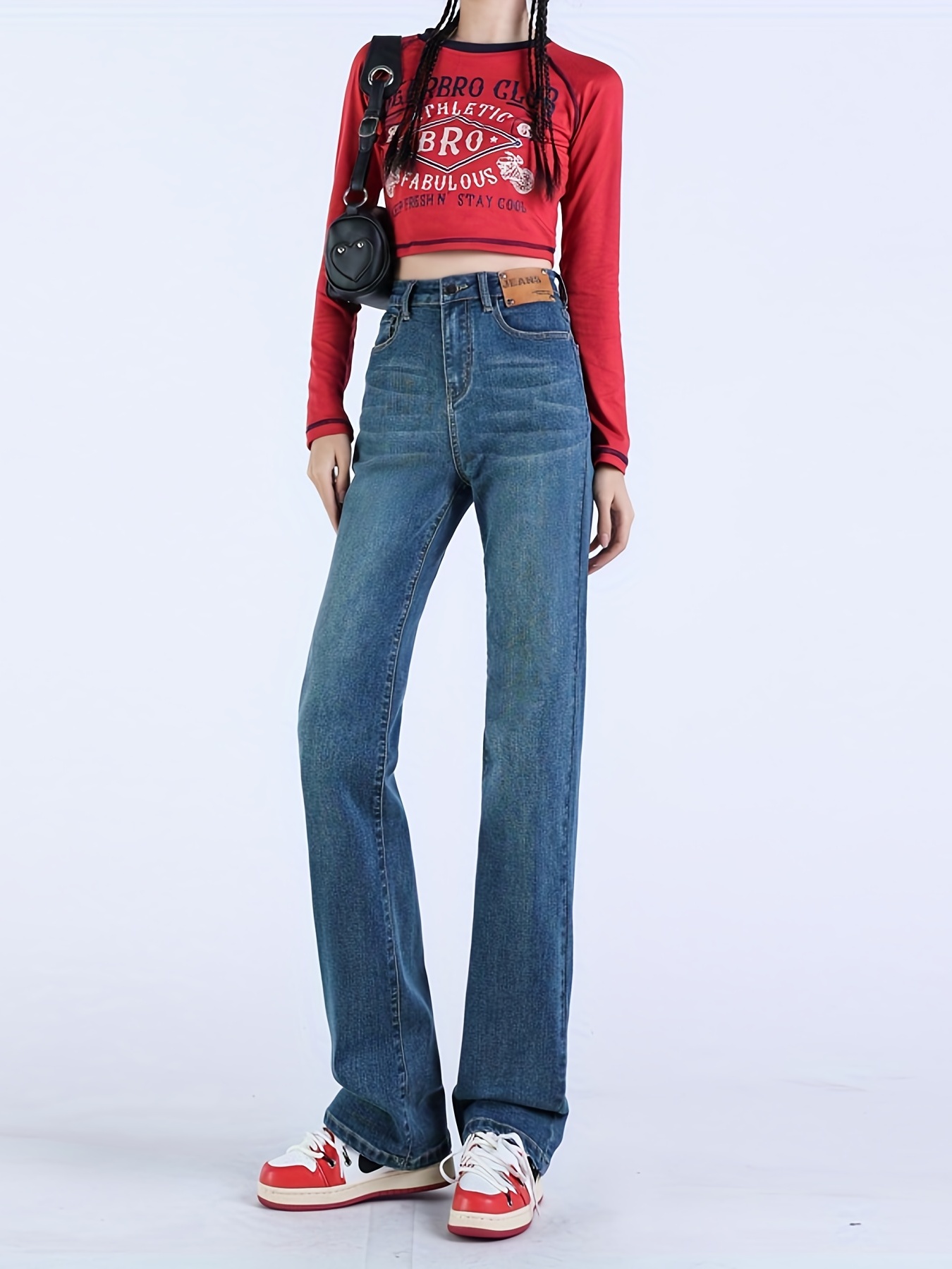 High Ripped Cropped Mom Jeans High Waist Water Ripple - Temu Germany