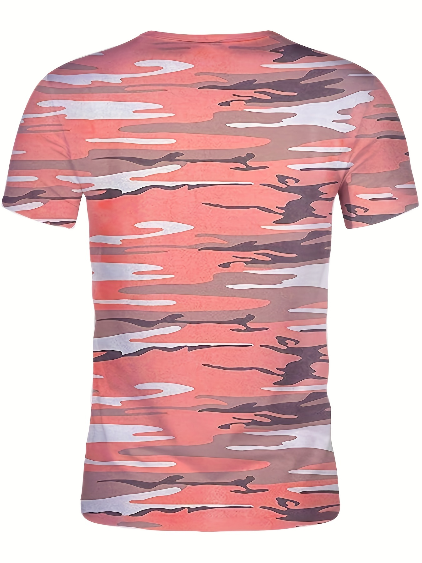 Men's Camouflage Print Tee Shirt - Casual Short Sleeve T-shirt For