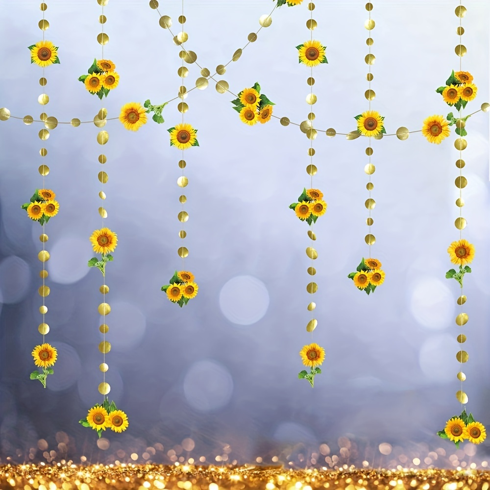 

1pc, Sunflower Garland - 13.12ft Banner For Autumn Sunflower Theme Party Decorations - You Are My Sunshine Wedding Bridal Baby Shower Engagement Graduation Party Decoration