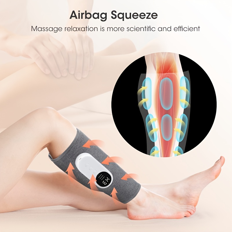 1 pza., Masajeador eléctrico de piernas, masajeador de compresión de aire  de pantorrilla cargable con aplicación de calor para pies, piernas, muslos y