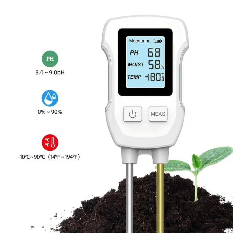 Digital Lcd Soil Tester Ph/moisture/temp 3.0 9 Ph Meter Heat - Temu