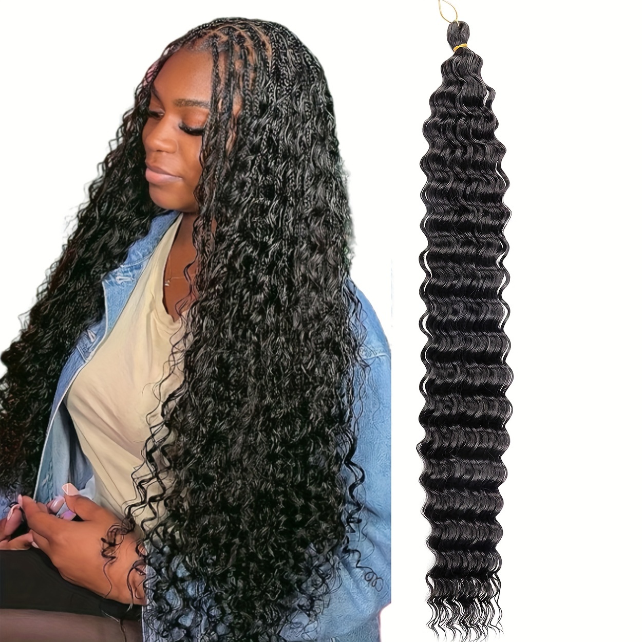 Long Curly Crochet Hair Curly Braiding Hair Ocean Wave - Temu
