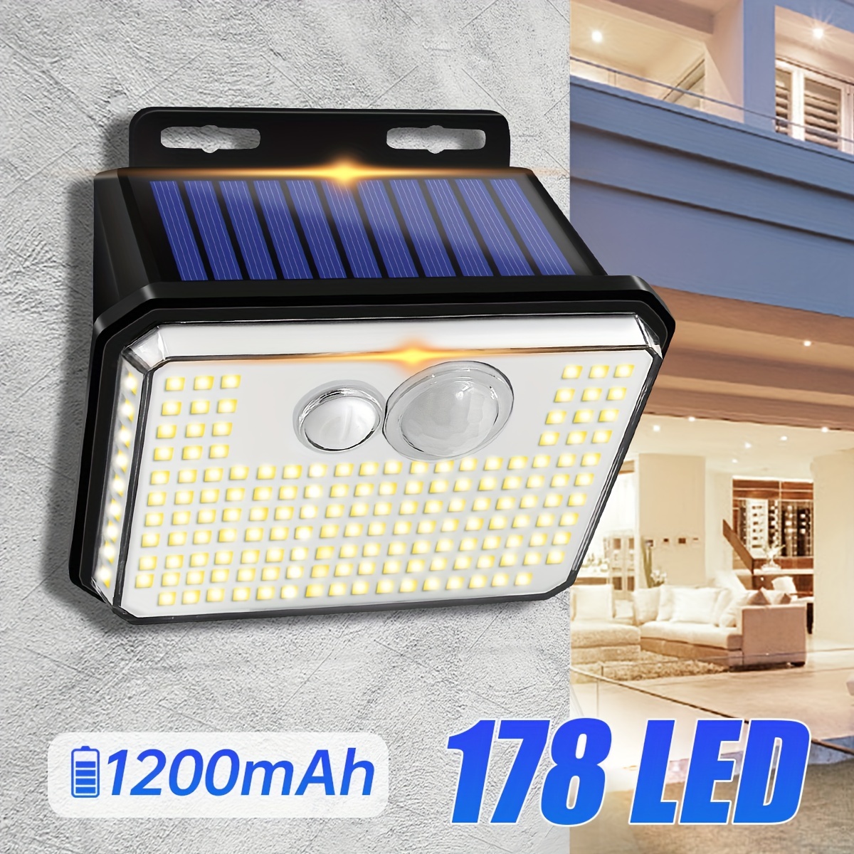 

1 Pack 178 Led Motion Sensor Wall Light, Solar Outdoor Garden Lights, Waterproof, Super Bright, Solar Powered Security Lamp