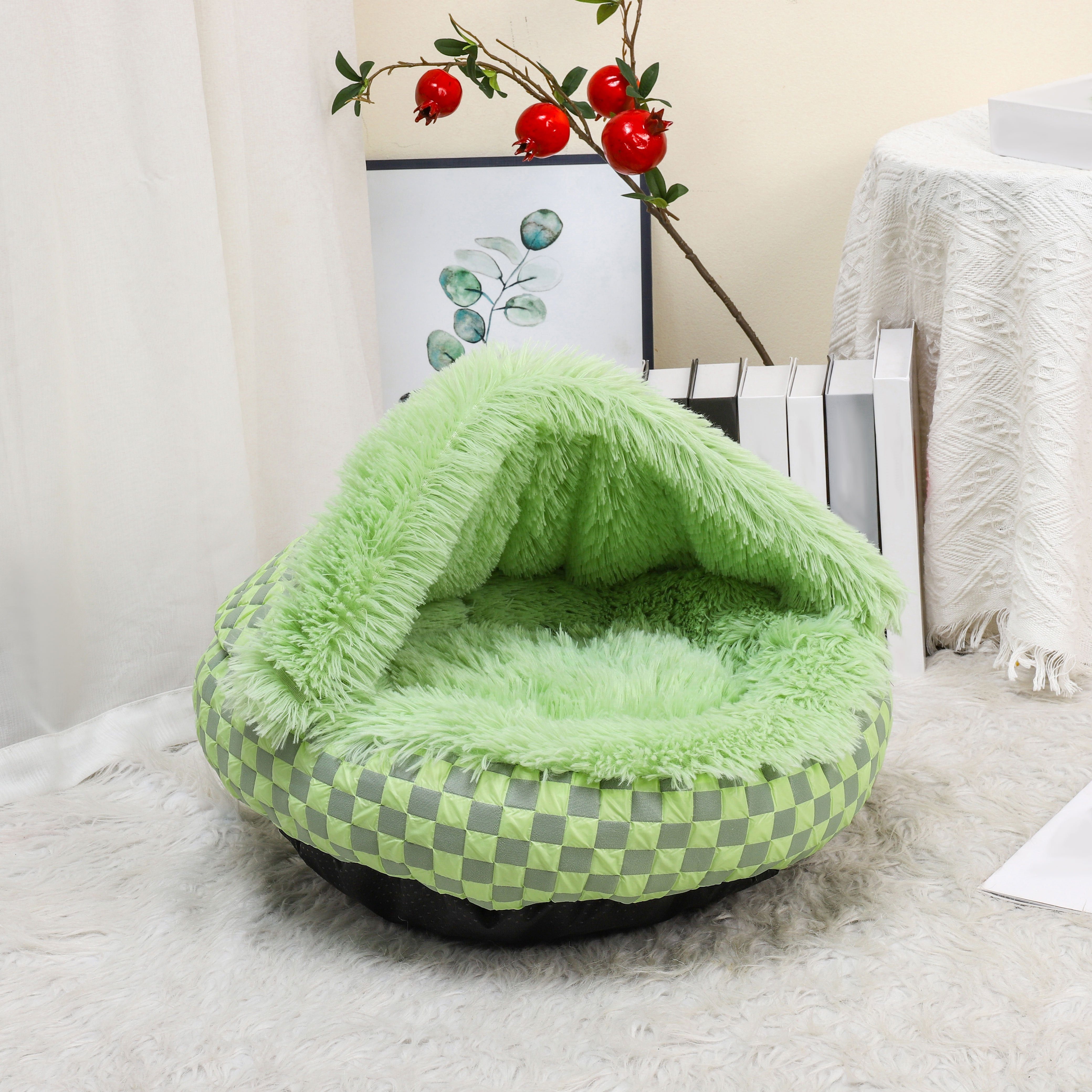 Multi color Shell shaped Plush Warm Pet Nest Semi enclosed - Temu Australia