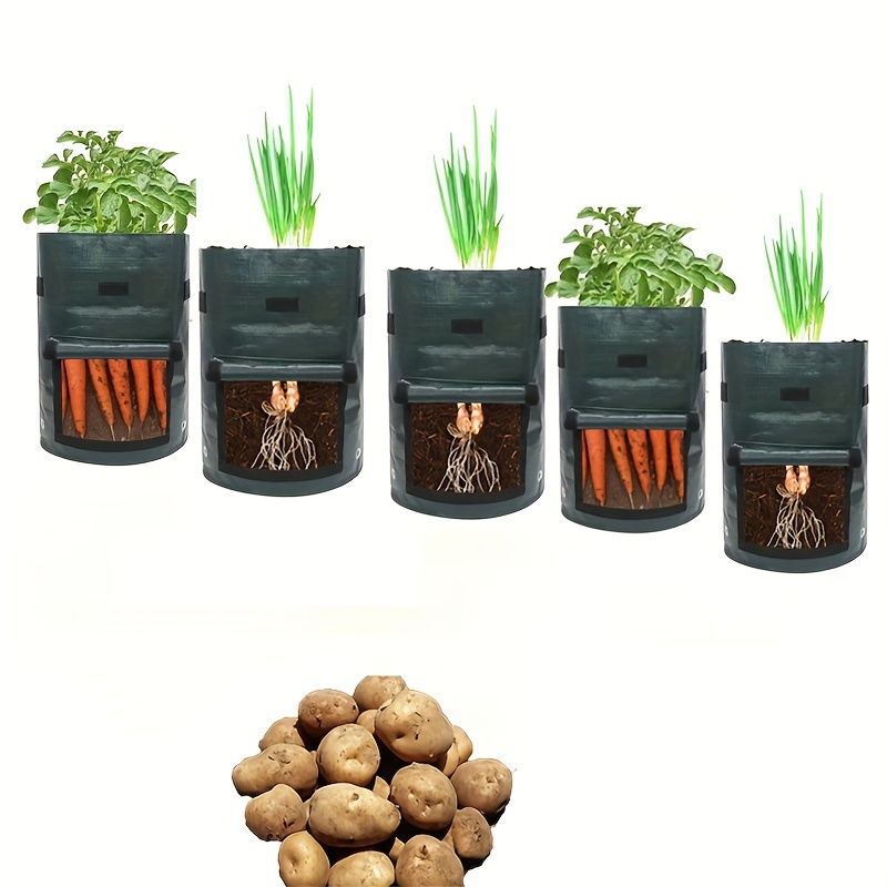 5Packs 10 Gallon Potato Grow Bag, Heavy Duty Potato Bags For