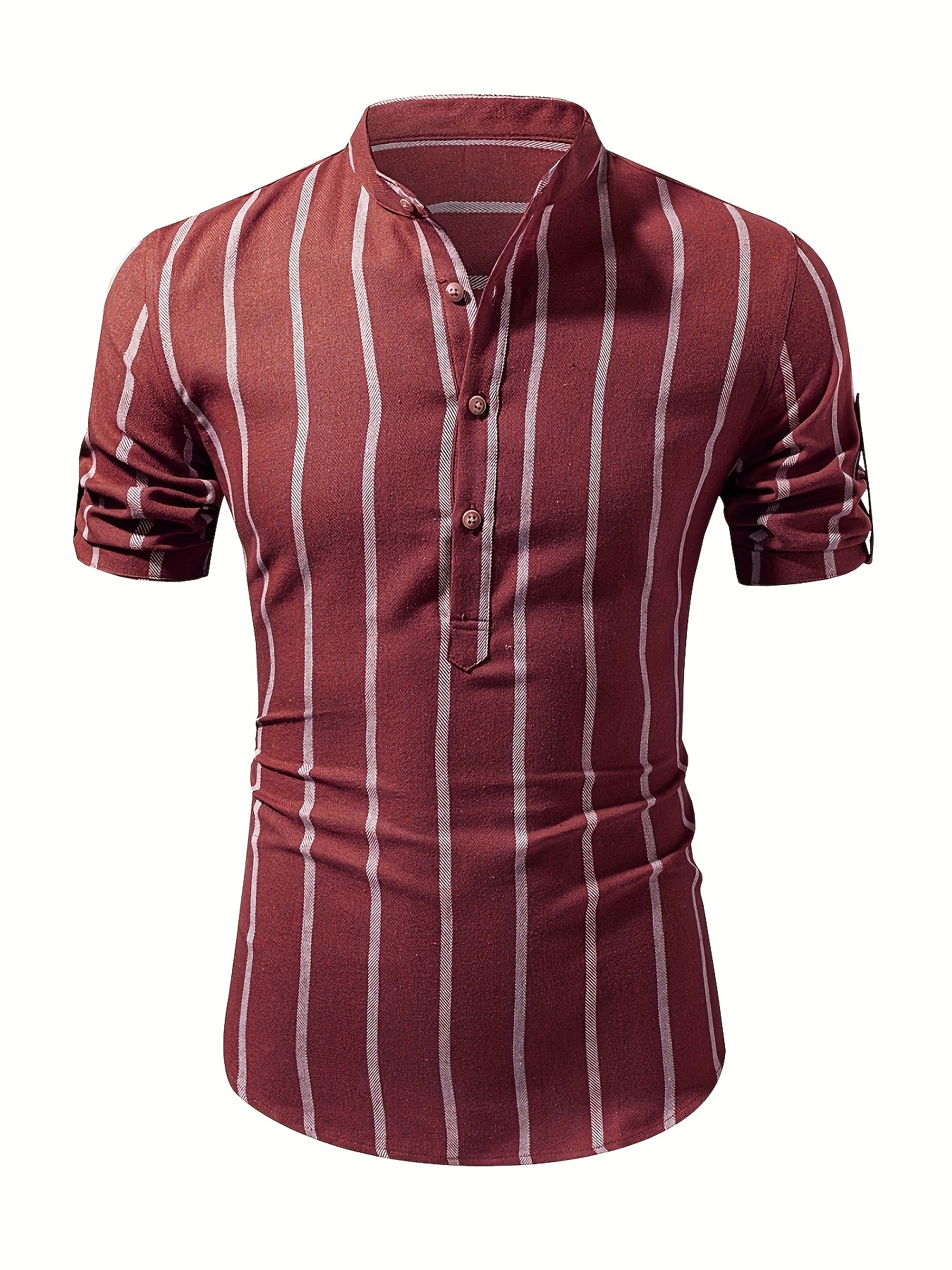 Radio-controlled watch hand men's summer turtleneck mesh shirt short sleeve fishing  net clothing trendy striped shirt men's T-shirts, brown, S : :  Fashion