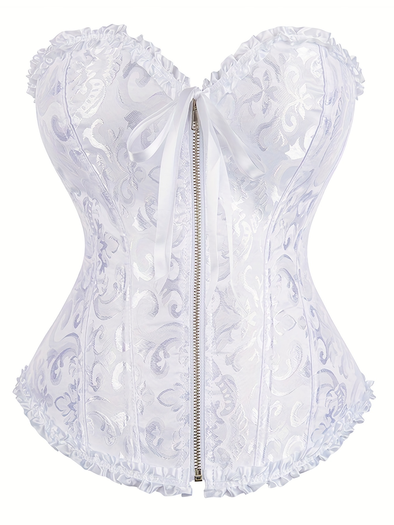 Floral Embroidery Strapless Corset, Push Up Slimming Lace Up Body Shaper,  Women's Lingerie & Shapewear