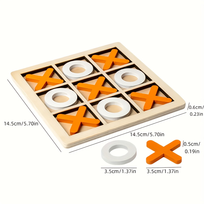 1pc Wooden Xo Tic-tac-toe Educational Game Board, For Strategy