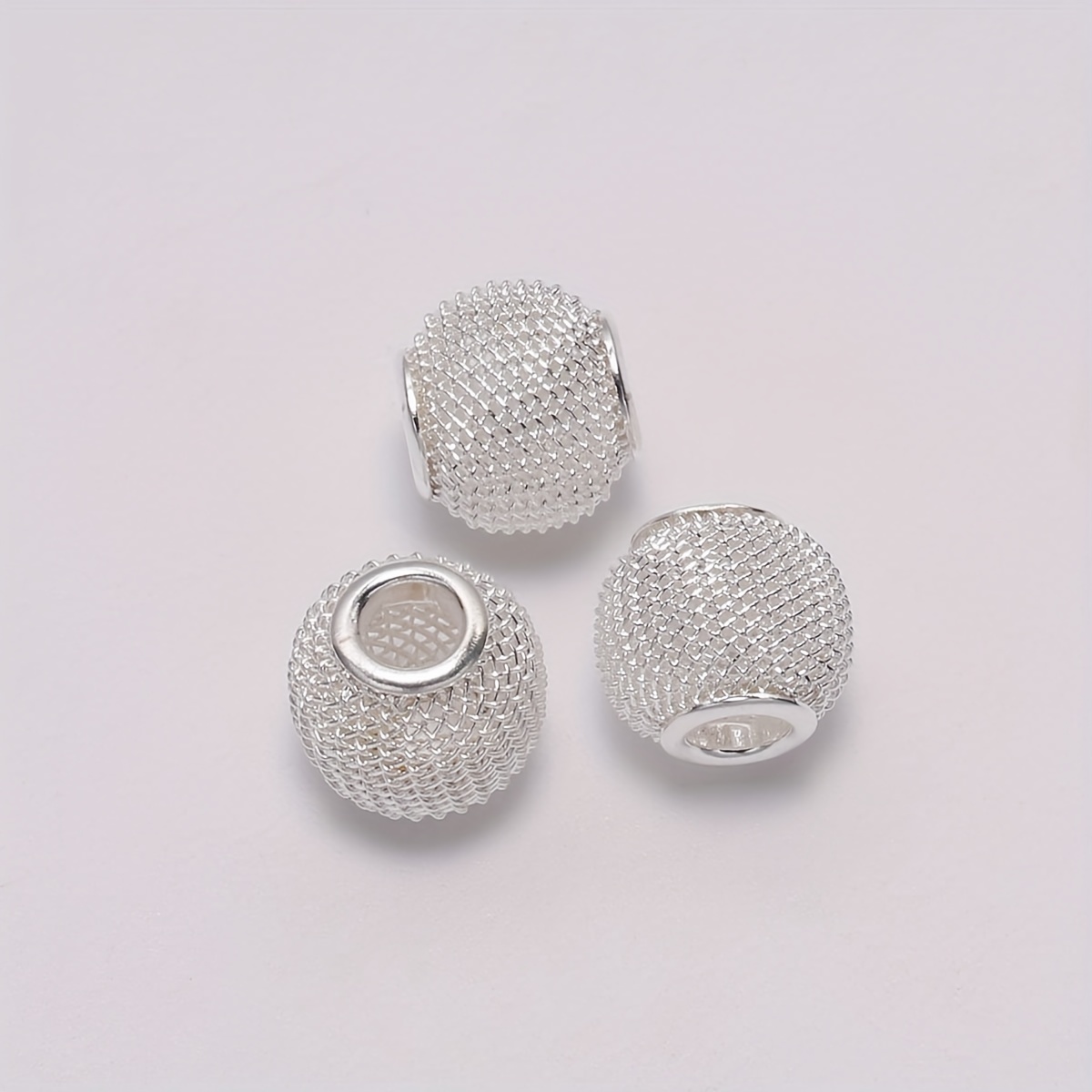 Stainless Steel Beads European Ball Metal Big Hole Spacer - Temu