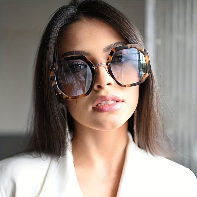 Octagon Clear Lens Fashion Glasses Women Men Mod Metal - Temu