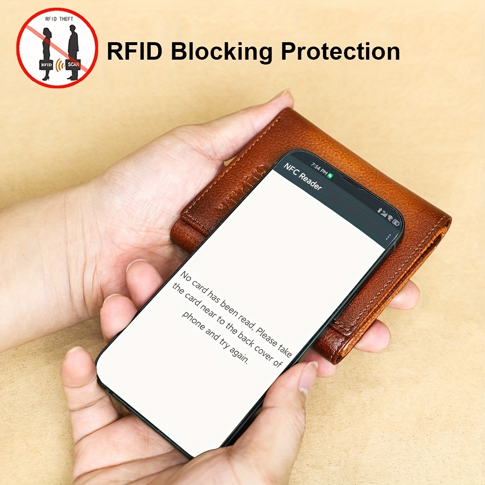 Rfid Blocking Protection Men id Credit Card Holder Wallet Leather