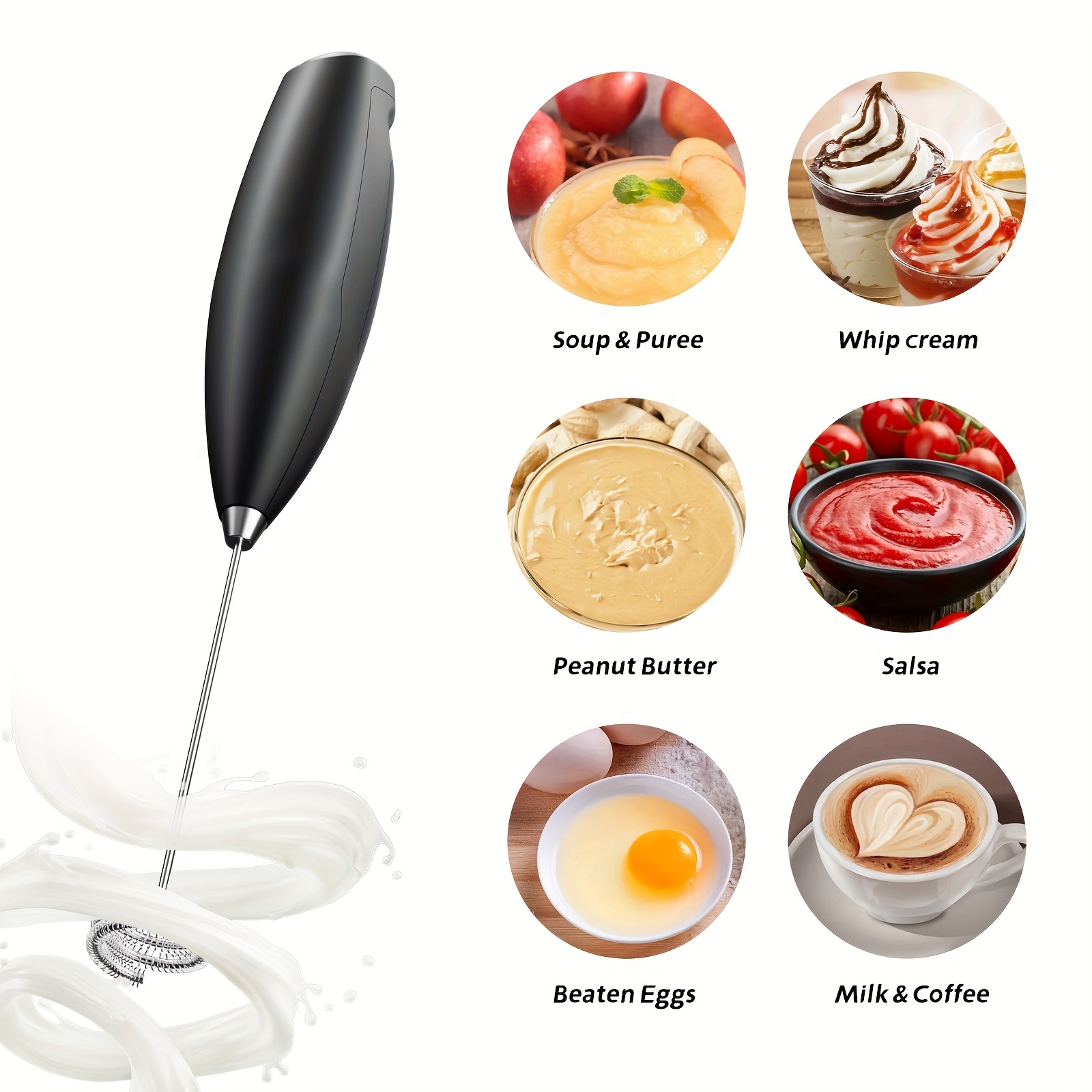 Electric Egg Beater Milk Frother For Coffee Cappuccino - Temu