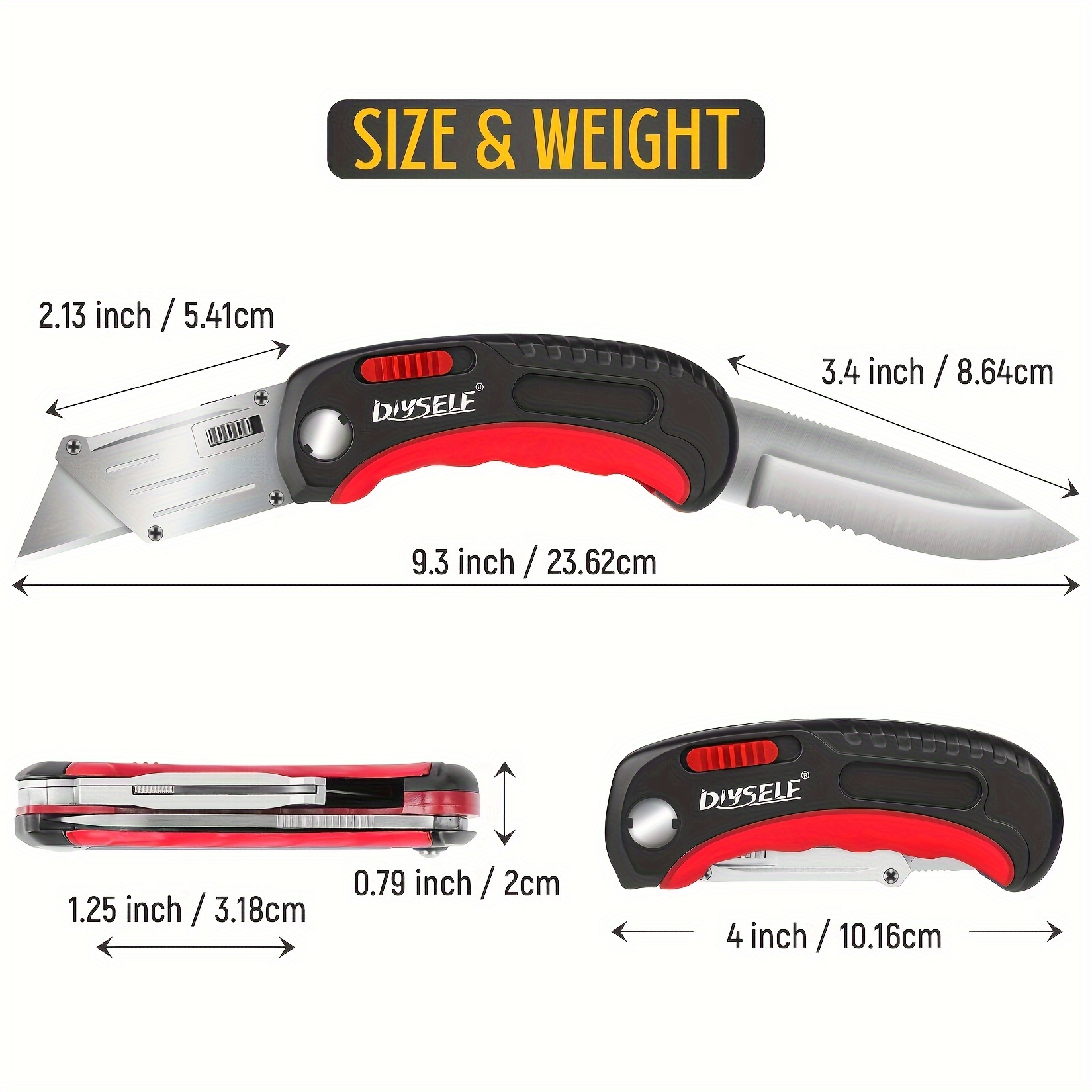 DIYSELF 3 Pack Box Cutters, Utility Knife Retractable