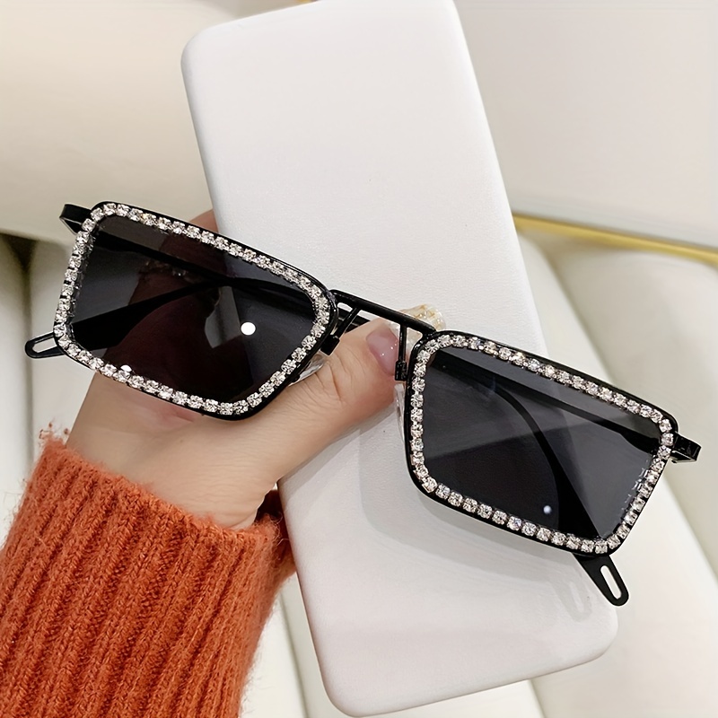 Luxury Rhinestone Square Sunglasses For Women Sparkling Gradient Uv400 Sun  Shades For Party Beach Travel - Temu