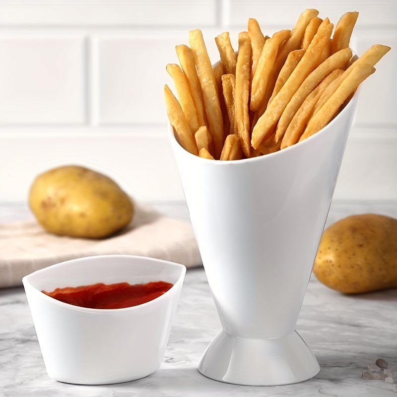 1pc French Fries With Sauce Cup, Snack Holder, Plastic Portable