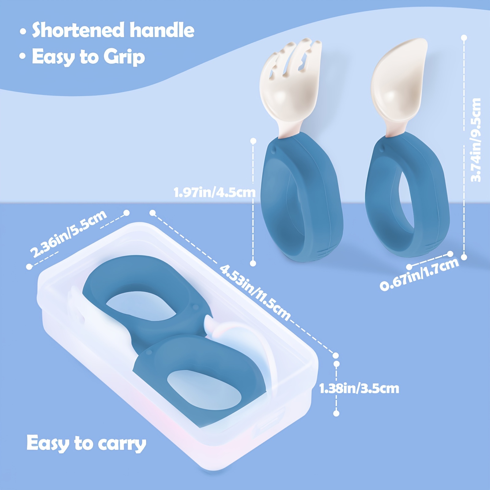 Baby Grasp Spoon Fork Set - Self-Feeding Looped Handle Spoon