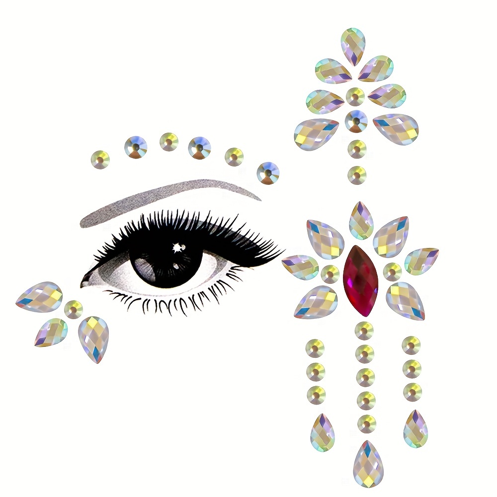 Rhinestone Face Gems Jewels, Rave Crystals Face Gems Stick on, for