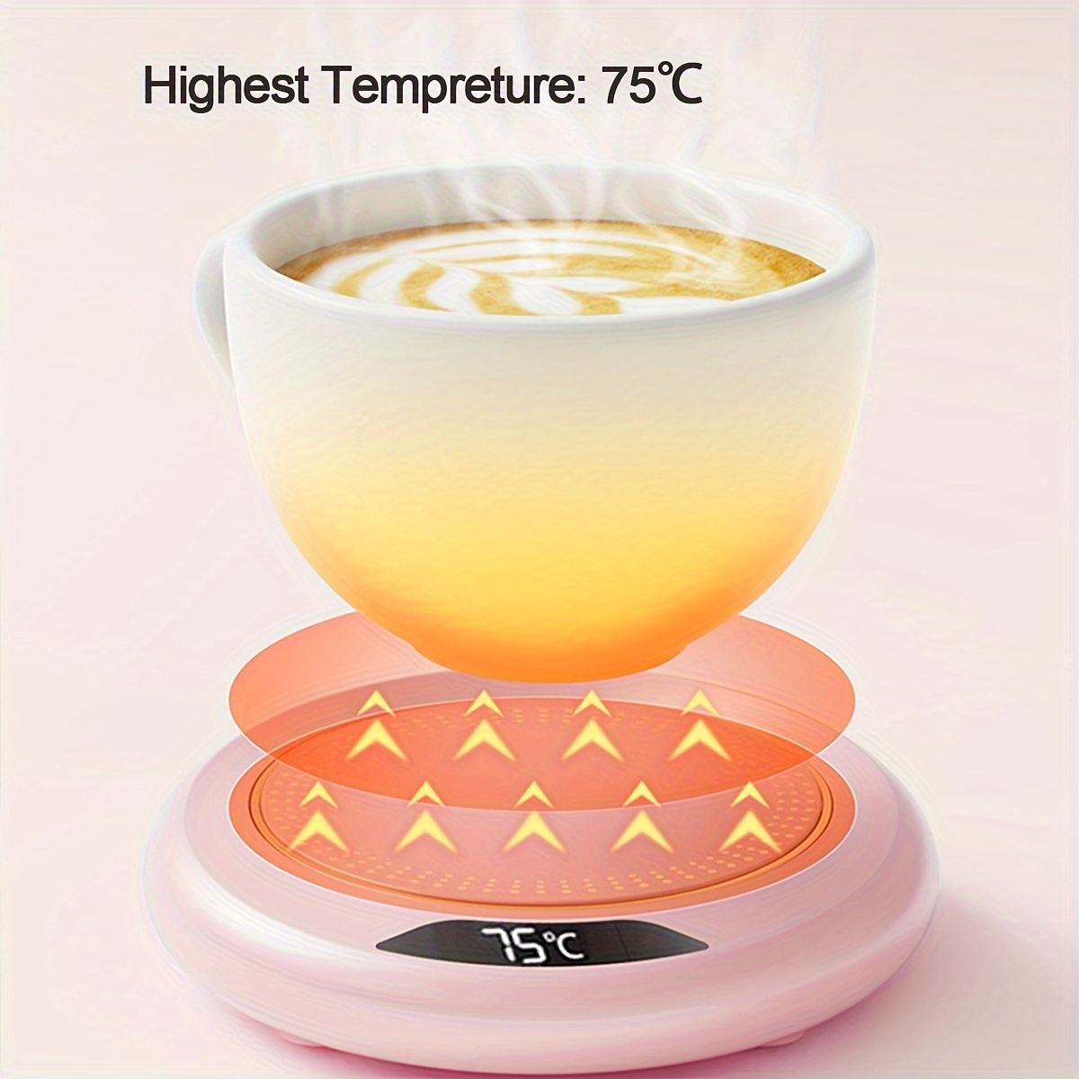 USB Coffee Cup Warmer , Milk Tea Water Mug Heater 3 Gear Temperature  Adjustable LED Display Heating Coaster, Gift For Your Friends And Family