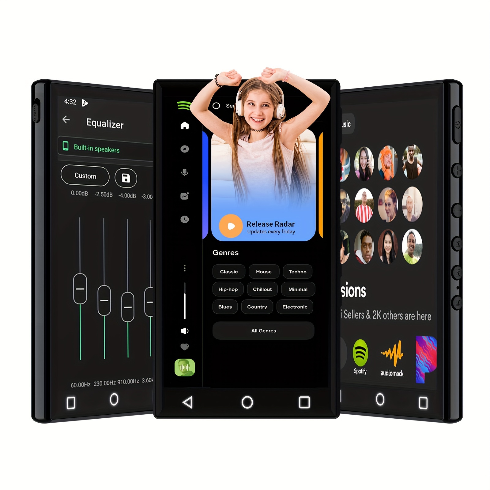 (16+128)GB Reproductor De MP3 Android9.0 Con Wireless 5.1 Y WiFi,  Reproductor De MP4 De Pantalla Táctil Completa De 4.3 1080P Con Spotify,  Reproducto