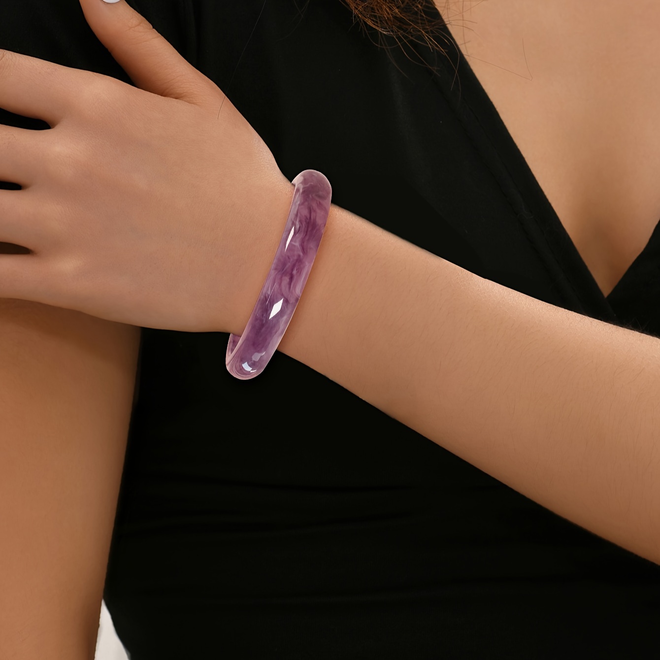 

Natural Lavender Amethyst Bracelet, Light Purple Lilac Bangle, Retro Fashion Accessory For Women