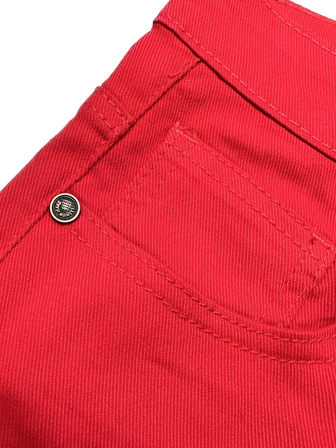 Nuevos Pantalones Vaqueros Rojos Hombre Pantalones Elásticos