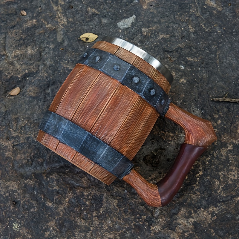 Oak Barrel Mug with Stainless Steel Interior - 16 oz